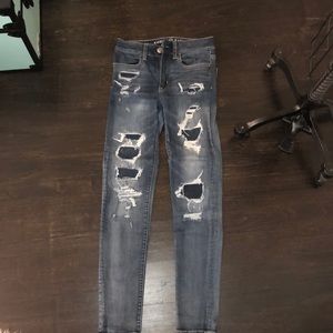 American eagle dark wash distressed jeans